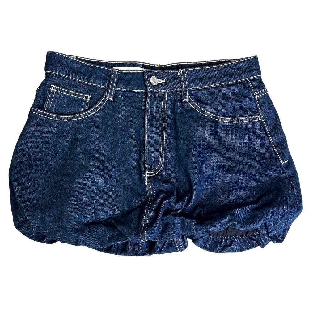 Zara Denim Bubble Skirt Dark Wash Indigo Puff Mini Skirt Size M